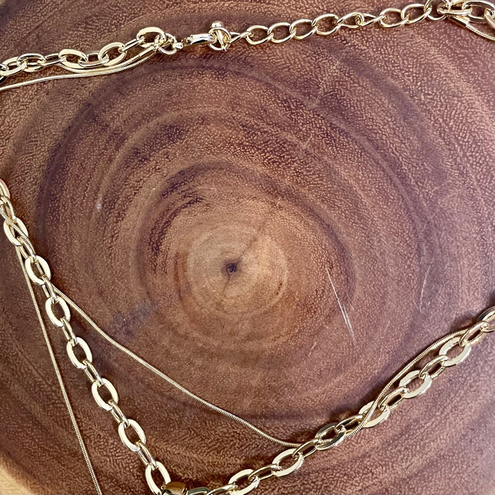 Layered Three Strand Coin Pendant Gold Filled Statement Necklace NWOT - Picture 5 of 8